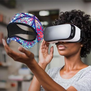Breathable Vr Eye Mask - Sweatproof - Black White Flower