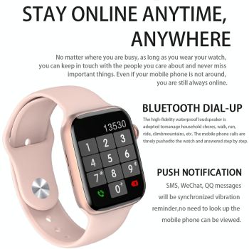 1.75 Inch Full Screen Ip67 Waterproof Smart Watch Support Sleep Monitor / Heart Rate Monitor / Bluetooth Call - Blue