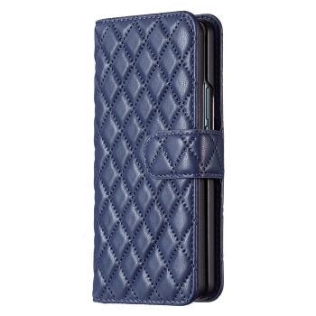 For Samsung Galaxy Z Fold4 5G Diamond Lattice Flip Wallet Case - White