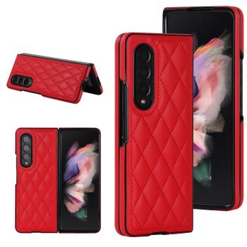 For Samsung Galaxy Z Fold4 5G Foldable Microfiber Phone Case - Rhombic Design - Pink