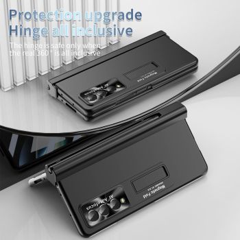 For Samsung Galaxy Z Fold4 5G Foldable Phone Case With Pen Slot - Electroplated - Silver