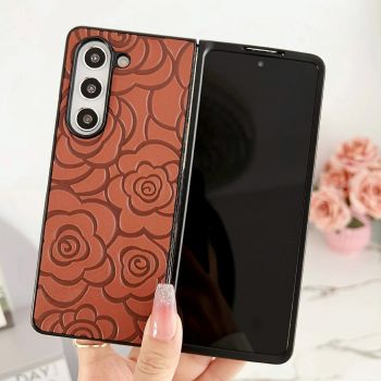 For Samsung Galaxy Z Fold4 5G Floral Print Protective Phone Case - Black