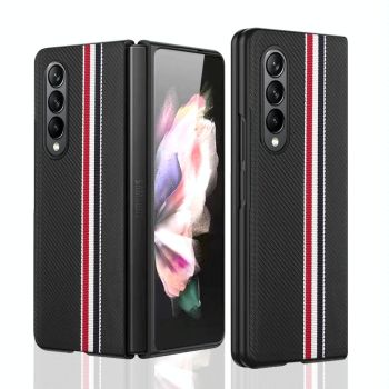 For Samsung Galaxy Z Fold4 5G Shockproof Twill Phone Case - Pc Tpu - Brown