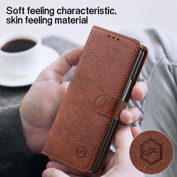For Samsung Galaxy Z Fold4 5G Leather Texture Phone Case - Pu Tpu - Light Blue