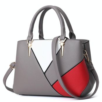 Colourblock Ladies Handbag - Pu Material - Khaki