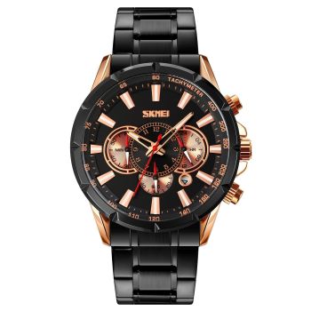 Stainless Steel Men Quartz Watch with Calendar - 9241 - Silver