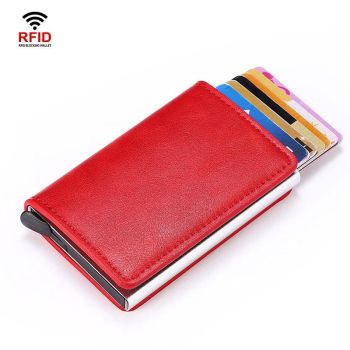 Automatic Rfid Blocking Card Holder with Coin Pocket - Brown