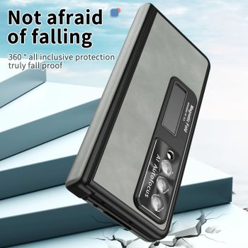 For Samsung Galaxy Z Fold4 5G Magnetic Phone Case - Napa Pattern - Royal Blue