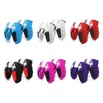 Silicone Gamepad Protective Case for Sony Ps5 with Splicing Design and Rocker Caps - Purple Black