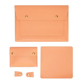 3-in-1 Waterproof Leather Laptop Liner Bag - 13 Inches - Avocado Green
