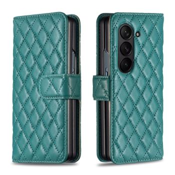 For Samsung Galaxy Z Fold4 5G Samsung Fold 4 Diamond Lattice Wallet Case - Sleek And Stylish - Blue