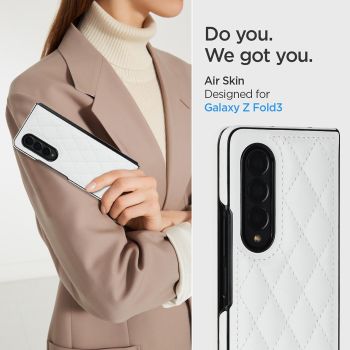 For Samsung Galaxy Z Fold4 5G Foldable Microfiber Phone Case - Rhombic Design - White
