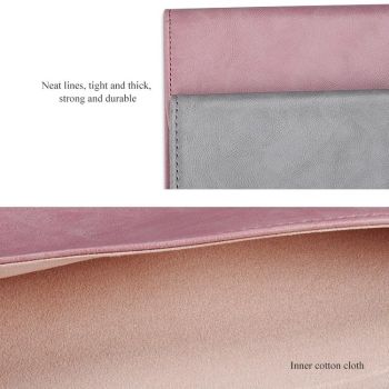 14.1 Inch Laptop Inner Bag with Magnetic Buckle and Small Bag - Pink Leather