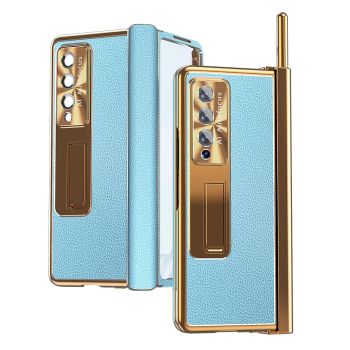 For Samsung Galaxy Z Fold4 5G Shockproof Magnetic Litchi Pattern Phone Case - Champagne Gold