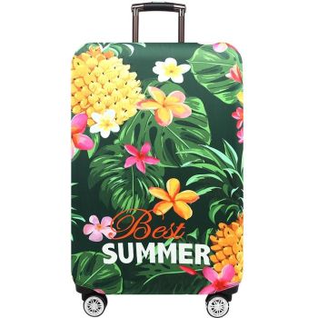 Stretchy Luggage Dust Cover - Durable & Protective - Size l - Sword Leaf Forest - Xl
