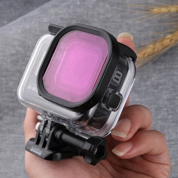 Waterproof Diving Lens Filter for Gopro Hero8 Housing - Pink