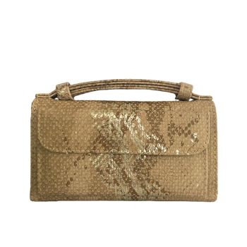 Sequin Snake Print Wrist Bag - Multifunctional Chain Wallet - Nude Pink