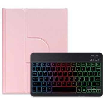 360 Degree Rotatable Bluetooth Keyboard Leather Case With Three-Colour Backlight - Black - For Ipad 10.2 2021 / Air 2019