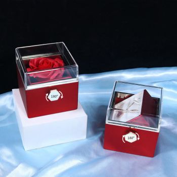 Vibe Geeks Eternal Rose Box Preserved Flower Surprise Proposal Jewelry Box - Light Blue
