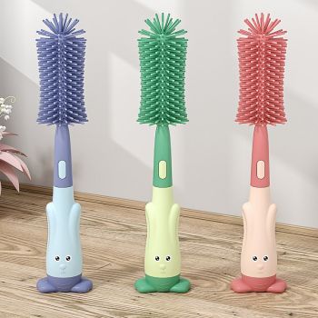 Vibe Geeks 3 in 1 Silicone Bottle and Teat Cleaning Brush - Red