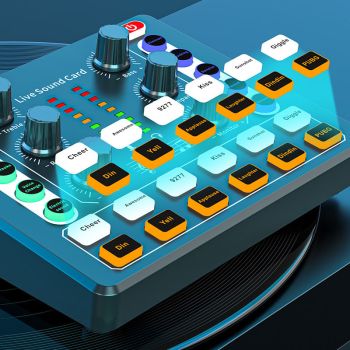 Vibe Geeks Noise Reduction Sound Card Digital Audio Mixer for Live Streaming-typec Rechargeable - White