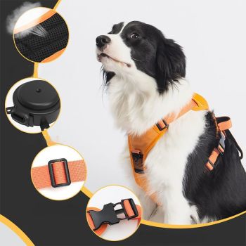 Vibe Geeks Ultimate 2-in-1 Reflective No-pull Dog Harness with Retractable Leash and Control Handle - Blue - L
