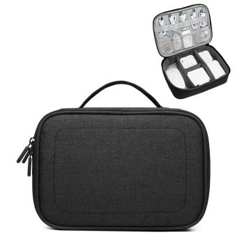 Versatile Headphone Charger & Data Cable Storage Bag - Single Layer - 23x16x7cm - Grey