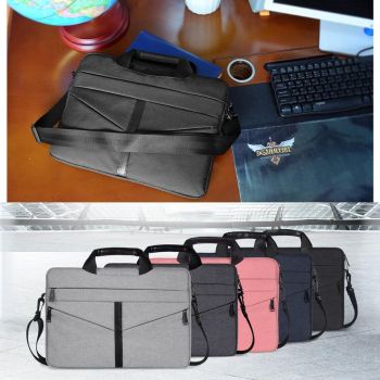 Stylish Zipper Laptop Bag with Shoulder Strap - Durable & Breathable - Light Grey