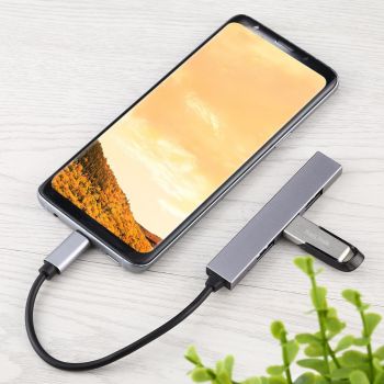 4-Port Usb-C Hub Adapter With Usb 3.0 - Silver Grey