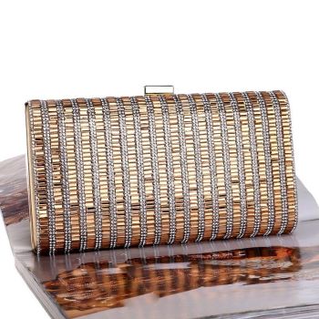 Gold Diamond Square Handbag for Fashion Banquets and Parties