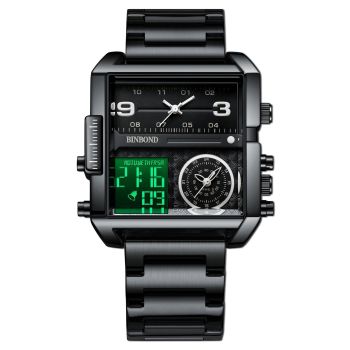 Waterproof Square Multifunctional Sports Quartz Watch - Full-Gold-Black