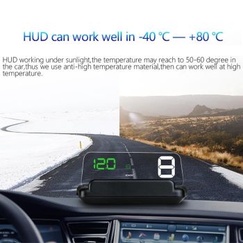 Virtual Hd Car Hud Display Speed Rpm Water Temp Oil Consumption Distance / Time Voltage Over Speed Alarm - Blue