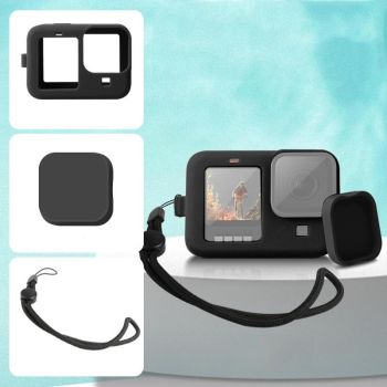 Silicone Case with Wrist Strap and Lens Cover for Gopro Hero10 / 9 - Blue