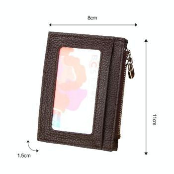 Leather Rfid Blocking Card Holder Wallet - 11x8x1.5cm - Magenta