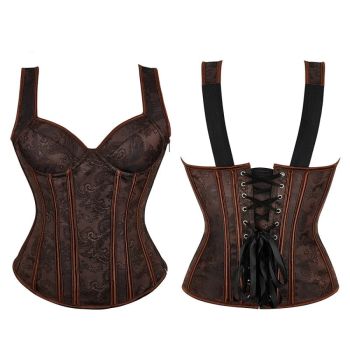 Black Retro Steampunk Padded Corset & Bustier Side Zipper Plus Size - Black - 4Xl