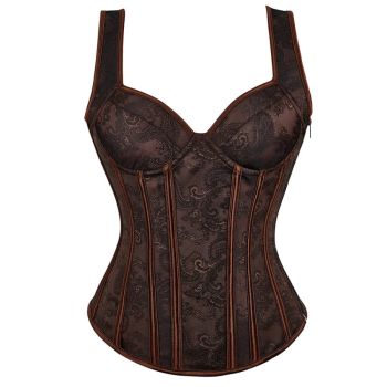 Adjustable Plus Size Steampunk Gothic Corset With G String S To 6Xl - Black - 4Xl