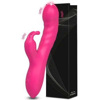Rabbit Vibrator G Spot Vagina Nipples Stimulator - Black