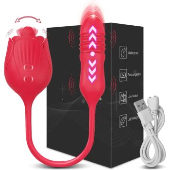 2 In 1 Clit Licking Vibrator for Women Thrusting Vagina Stimulator Female Masturbator - Gm45 Red