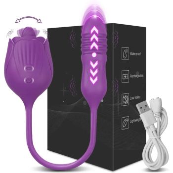 2 In 1 Clit Licking Vibrator for Women Thrusting Vagina Stimulator Female Masturbator - Red