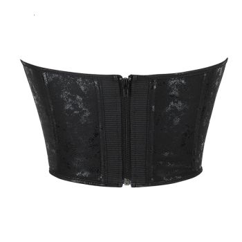 13 Women Gothic Bone-Supported Backless Bustier Pu Leather Corset Top With Back Zipper - Xxl