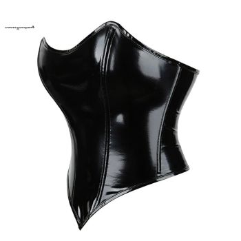 Strapless Bustier Corset Crop Top Plus Size S-6Xl 9 Glue Boned Heart Shape Zipper Closure Synthetic Leather - Xxxl