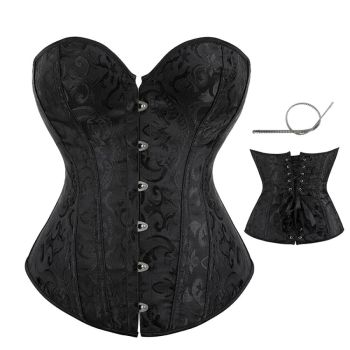 Strapless Victorian Overbust Corset 12 Spiral Steel Boned Jacquard Brocade Plus Size Xs-Xxl - White - Xl