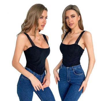 Mesh Bustier Strapless Shapewear With Lace-Up Ruched Hem - M