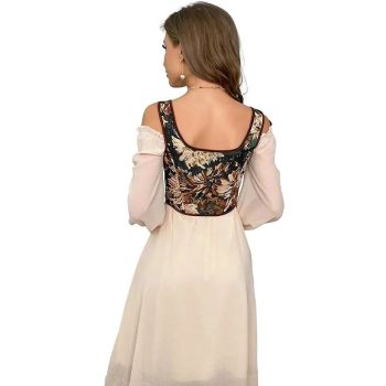 Brown Steampunk Corset Bustier Shoulder Strap Sleeveless Tank Top With Lace-Up Boning - Xxl