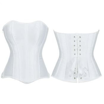 Fish Bone Supported Black White Bridal Bustier Corset Top Plus Size With Zip - Black - S