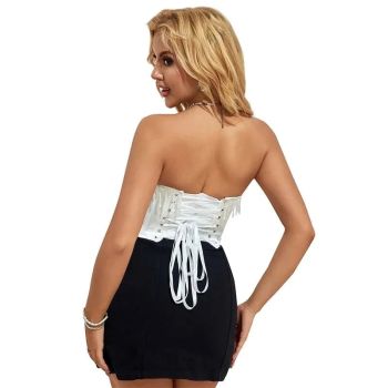 Strapless Push-Up Wedding Bra White Bustier Vest With Zip - M