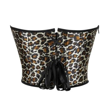 Leopard Print Zip-Up Corset Fishbone Support Plus Size S-Xxl - L