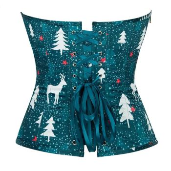 Christmas Lace Bustier Corset Top For Plus Size Women Push Up Vintage Gothic Style With Zipper Closure - M