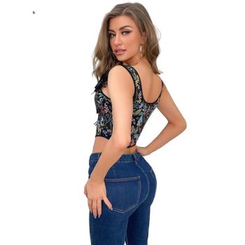 Black Shoulder Strap Slimming Vest Tank Top For Women Backless Sleeveless Summer Corset - Xl