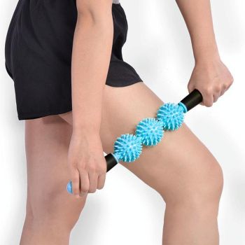 Triple Hedgehog Balls Massage Stick For Neck Leg And Hand Yoga Health Care - Purple
